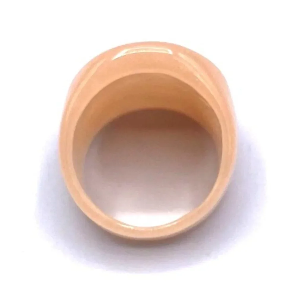 Blush with Yellow Gold Iridescent Glitter Acrylic Oval Chunky Ring Size 7